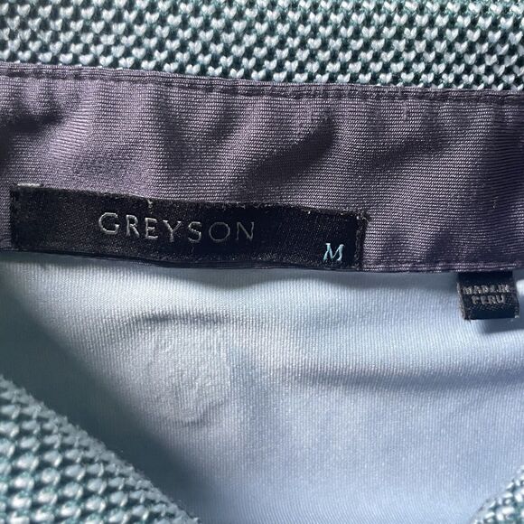 Greyson Charlotte Golf Club Polo Shirt Wolf Logo Peru Geometric Green Medium Men - Picture 5 of 9